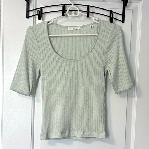 Doen Anthia Pointelle Tee in Cove M - Picture 2 of 5